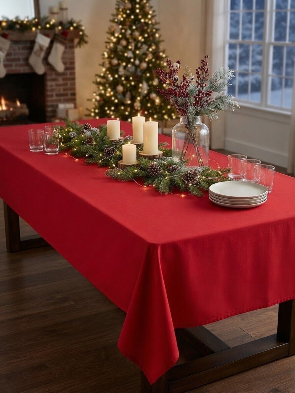 Red banquet Tablecloth 114x56 Inches Rectangular